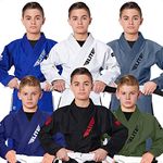 Elite Sports Kids BJJ GI, Youth IBJJF Children’s Brazilian Jiujitsu Gi kimono W/Preshrunk Fabric & Free Belt