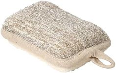 Small Exfoliating Bath Sponge - Natural Bamboo & Cotton Dual-Sided Body Scrubber Pad for Dead Skin Removal & Gentle Cleansing - Spa Accessories Cream/Taupe