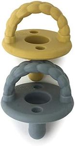 Itzy Ritzy Sweetie Soother Pacifier Set of 2 - Silicone Newborn Pacifiers with Collapsible Handle & Two Air Holes for Added Safety; Set of 2 in Dark Gray & Yellow, Ages Newborn & Up