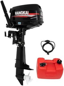 Hangkai Outboard Motor, 6.5HP 4 Stroke Boat Engine Motor Short Shaft Outboard Heavy Duty Fishing Boat Kayak Engine Water Cooling System & CDI Ignition Short Shaft Tiller Control, 123CC