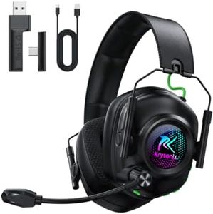 Krysenix 2.4 GHz Wireless Gaming Headset for PC, PS5, PS4, Switch, Mac, Bluetooth 5.4 Gaming Headphones with Noise Canceling Microphone, Cool RGB Lighting, 50Hr Battery, Foldable, 50mm Drivers-Black