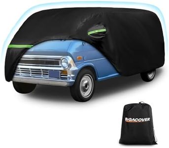 Waterproof Car Covers for 1961-1974 Falcon Club Wagon E-100,Econoline E-100 Van,420D Oxford Cloth Sun Heat Protection Outdoor Full Covers with Driver Side Zipper Windproof Heavy Duty All Weather