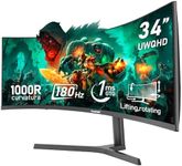 Gawfolk 34 Inch Ultrawide Curved 180Hz Gaming Computer Monitors 1000R PC screen 21:9 UWQHD (3440x1440) ,1ms,100%sRGB,Adaptive Sync,HDMI、Display Port,Liftable,Compatible with wall mounted 75*75mm-Black