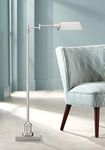 Jenson Modern Adjustable Pharmacy Light Floor Lamp Swing Arm Standing Base 54" Tall Brushed Nickel Silver Metal for Living Room Reading House Bedroom Home Office - Regency Hill