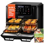 LLIVEKIT 12L Dual Air Fryer Oven, with Removable Divider for 5.5L Dual Cooking, Large Air Fryer Oven for Family, SYNC FINISH & DUAL COOK, 10 Cooking Presets, 9 Accessories, 1 Cookbook, Black