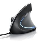 CSL - Vertical Ergonomic USB Mouse - Wired Optical Mouse TM137U - Mice with Ergonomic design - 5 Buttons - 1600dpi - prevention against mouse arm tennis elbow - For Laptop Desktop PC Computer Macbook