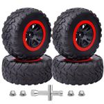 HobbyPark 12mm Hex Pre-Glued 1/10 RC Short Course Wheels and Tires Set Assembled for Traxxas Slash 2wd 4X4 VXL BL-2S Redcat Blackout SC Pro TR10, Losi 22S SCT fit Brushless Motor 2S 3S 4S Models