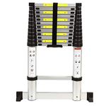 REDCAMP 3.8M Aluminum Telescopic Ladder with Stabiliser Bar, Folding Extension Telescoping Ladder 3.8M, 330 LBS Capacity