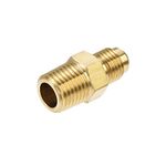 sourcing map Brass Pipe Fitting, 1/4 SAE Flare to 1/4NPT Male Thread, Tubing Adapter Hose Connector, for Air Conditioner Refrigeration, 2Pcs