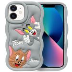 MOBILOVE Back Cover Case with Camera Protection for iPhone 11 | Cute 3D Soft Silicone Protective Tom and Jerry Design Cartoon Back Cover for iPhone 11 (Silicone | Grey)