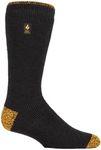 HEAT HOLDERS WRK Thermal Work Boot Socks - Winter Warmth - Unisex/Men’s Sizes Plain Black - Yellow Trim TOG 2.34 (3-5.5UK Mens, 4-8UK Womens)