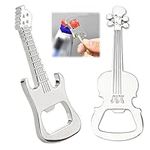 2 Pcs Bottle Openers Guitar Gifts for Men, Personalised Home Kitchen with Music Lover Bar Soda Water Beer Multifunctional Tool Party Accessories, Corkscrew Fridge Presents Beer Gifts for Dad Women