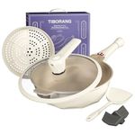 Tiborang 8 in 1 Frying Pans Nonstick,11" Frying Pan with Lid,Steamer for Cooking,All in One Pan Cookware for All Stoves,Woks & Stir-Fry Pans Nonstick,Saute Pan PFAS-Free/PFOA-Free(White)