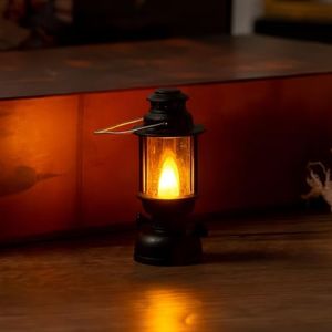 Vintage Style LED Decorative Oil Lamp Mini (6*2.5cm Black Palace Lantern)