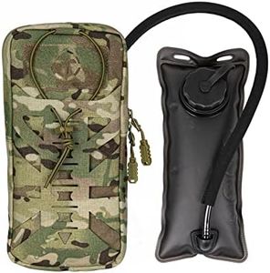 Tactical Hydration Pouch with Inner Bladder Water Bag Laser Cut MOLLE Hydration Pouch for Hiking Biking Running and Climbing (A:Multi-camo)