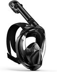 Full Face Snorkel Mask, Snorkeling Gear for Adults Diving Mask Anti Fog Premium Innovative Safety Dry Top System, 180 Panoramic Foldable Anti Leak Swimming Mask with Detachable Camera Mount
