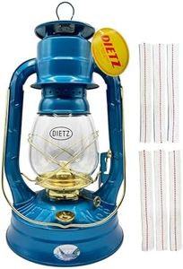 Light of Mine - Dietz #08 Air Pilot Blue with Gold Trim Oil Lantern with Replacement Wick Strips (Blue with Gold Trim)