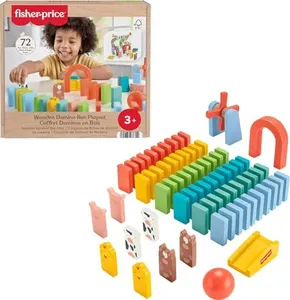 Fisher-Price Preschool Game Wooden Domino Run Playset, 72-Piece Wood Building Set for Kids Ages 3+ Years