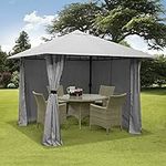 3m x 3m Gazebo No Tool Marquee Heavy Duty Garden Tent Waterproof With Full Side Curtains