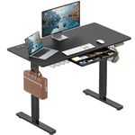 SHW 48-Inch Electric Height Adjustable Standing Desk with Memory Preset and Cable Management Tray, 120 x 60 cm, Black
