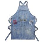 miiinaps Denim Apron With Pockets for Women and Men,Blue Jean Apron,Denim Work Apron - Washing Style | Adjustable XXL (Light Blue)