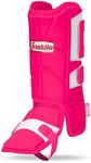 Franklin Sports Baseball + Softball Leg Guard - PRT Series Adult Shin + Foot Shield for Batting - Protective Leg + Ankle Guard with Toe Plate - Right Hand + Left Hand Hitters - Optic Pink - One Size