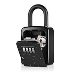 Key Lock Box, 4-Digit Combination Lockbox for Keys, Password-resettable Key Safe Lock Box with Shackle, for Home Indoor Outdoor Garage Real Estate (1Pack)