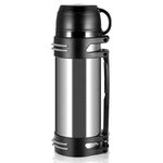 Hangrow Vacuum Insulated Bottle 2.5 L, Large Capacity Stainless Steel Vacuum Insulated Flask for Hot Drinks + Coffee Cup Lid with Handle, Travel Flask Drink Flasks Food Soup Flask