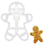 BAKERLOGY Happy Gingerbread Man Cookie Cutter - Detailed Biscuit Cutter Design for Baking and Crafts, Ideal on Fondant, Dough, Clay