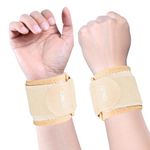 TOMUST 2 PCS Comfortable Wrist Brace, Adjustable Wrist Support, Compression Wrist Strap for Tendonitis, Arthritis, Carpal Tunnel, Sports Injuries, Working Out Fitness, Beige