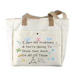 JYTAPP Math Teacher Gift Canvas Teacher Bag Math Science Geeky Gift Math Teacher Tote Bag (Beige Tote Bag)