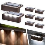 Solpex Solar Fence Lights for Outdoor, 8 Pack Solar Decking Lights, Waterproof Solar Step Lights for Outdoor Stairs, Steps, Fence, Garden, Yard, Patio, Gutter, Pathway, Decoration (Cold White,Brown)