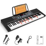 Vangoa VGK611 Piano Keyboard for Beginner, 61 Keys Electric Keyboard Piano Portable Music Keyboard with Mini Lighted Keys, Electronic Piano for Kids Boy Girl, Black