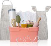 Baker Buddy Kids Baking Set with Elegant Matching Apron for Child and Adult, Storage case, Real Working Utensils, Cookie Cutters, and Baking Supplies
