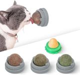 Potaroma Catnip Silvervine Balls 4 Pcs Extra Cat Energy Ball, Edible Kitten Lick, Teeth Cleaning Dental Chew Wall Treats for All Breeds (Grey)