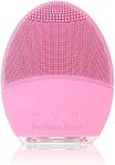 Facial Cleansing Brush and Face Brush Massager Silicone Ultrasonic Vibrating Facial Brush, Waterproof, Rechargeable and Sonic Electric Face Cleansing Exfoliator for Anti-Aging (Pink)