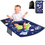 HASTHIP® Portable Airplane Bed for Kids, Airplane Footrest Kids Bed Flight Seat Extender for Baby, planeSeat Extender, Portable Baby Travel Accessories Essentials, 78 * 43cm (Blue Universe)
