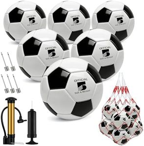 Hualleko 6 Pack Classic Soccer Balls Size 5/4/3 Deflated Includes Ball Pump and Net Bag, Pelota De Futbol Training Practice Sphere Competition Competition Soccer for Indoor Outdoor