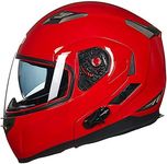 ILM Bluetooth Integrated Modular Flip up Full Face Motorcycle Helmet Sun Shield Mp3 Intercom Model 953PRO (M, RED)