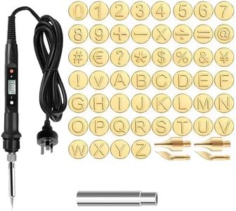 DTOTSFCZF With 26 Letter Hot Stamps Wood Pen Kit Tool Burning Stencils Adjustable Temperature Soldering Iron for Diy Wood Burning （58 letters）
