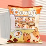 HICAS Cute Snack Pillow Stuffed Animal Toys,Kawaii Cute Plush Doll Cushion,Pudding Decorative Removable Kitty Cat Dolls Creative Toy Birthday for Teens Girls Kids (Dog)