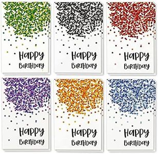 Best Paper Greetings 48 Pack Birthday Cards Bulk, 6 Assorted Confetti Designs with Envelopes, 4x6