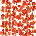 SHOI LITTLE Artificial Wall Hanging Garland Orange Maple Leaves Bail/Creeper for Special Occasion Decoration, Home, Office, Festival Theme Decoration (Orange, Length 7.5 Feet) (6)