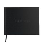 Useful Co. Guest Book, Use as Wedding Guest Book, Guest Book for Party, Sign in Book, Visitor Book, Funeral Guest Book, Leather Cover, 112 Pages, 24.9 x 19.8 cm - Black