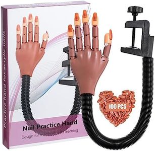 Yiesoum Practice Hand for Acrylic Nails, Flexible Never Fall Off Nail Trainning Adjustable Hands Kits, Fake Hands for Nail Practice, Nail Display Manicure, Movable Nail Maniquin Hand(100PCS Nail Tips)