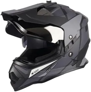 Orthrus DOT Certified Dual Sport Adventure Motorcycle Helmet UV Protected Visor for Snowmobile ATV Dirt Bike Off Road (X100,XXL)