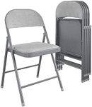 COSCO SmartFold® Fabric Folding Chair, 4-Pack, Gray