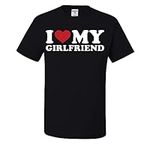 I Heart My Girlfriend Funny Mens T-Shirts, Black, X-Large