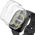 WUWOCJ 2-Pack Soft TPU Case Compatible with Amazfit Bip 5 Smart Watch,All-Around Protective Case Bumper Frame (Clear/Clear)