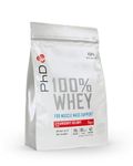 PhD Nutrition 100 Percent Whey, Grass Fed Whey, Lean Muscle Protein Powder, Rich in BCAA and Low Calorie, Strawberry Delight, High Protein, 40 Servings per 1 kg Bag